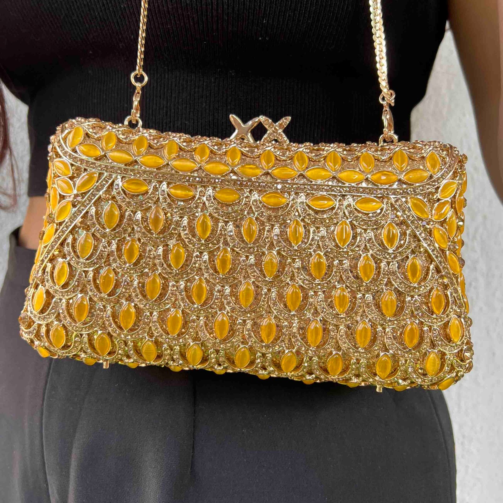 Tangerine Gold Traditional Crystal HandBag - Crystal Craver