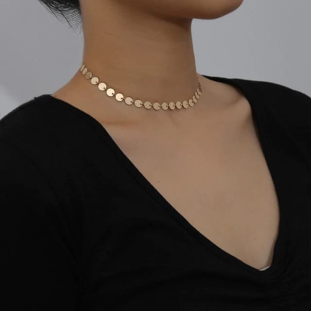 Women's Copper Sequin Vintage Choker Necklace