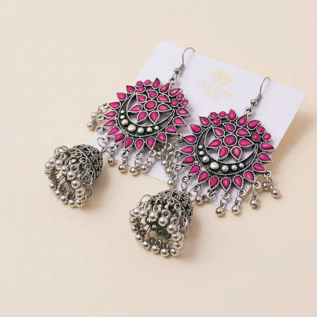 Colorful Oxidised Drop Earrings
