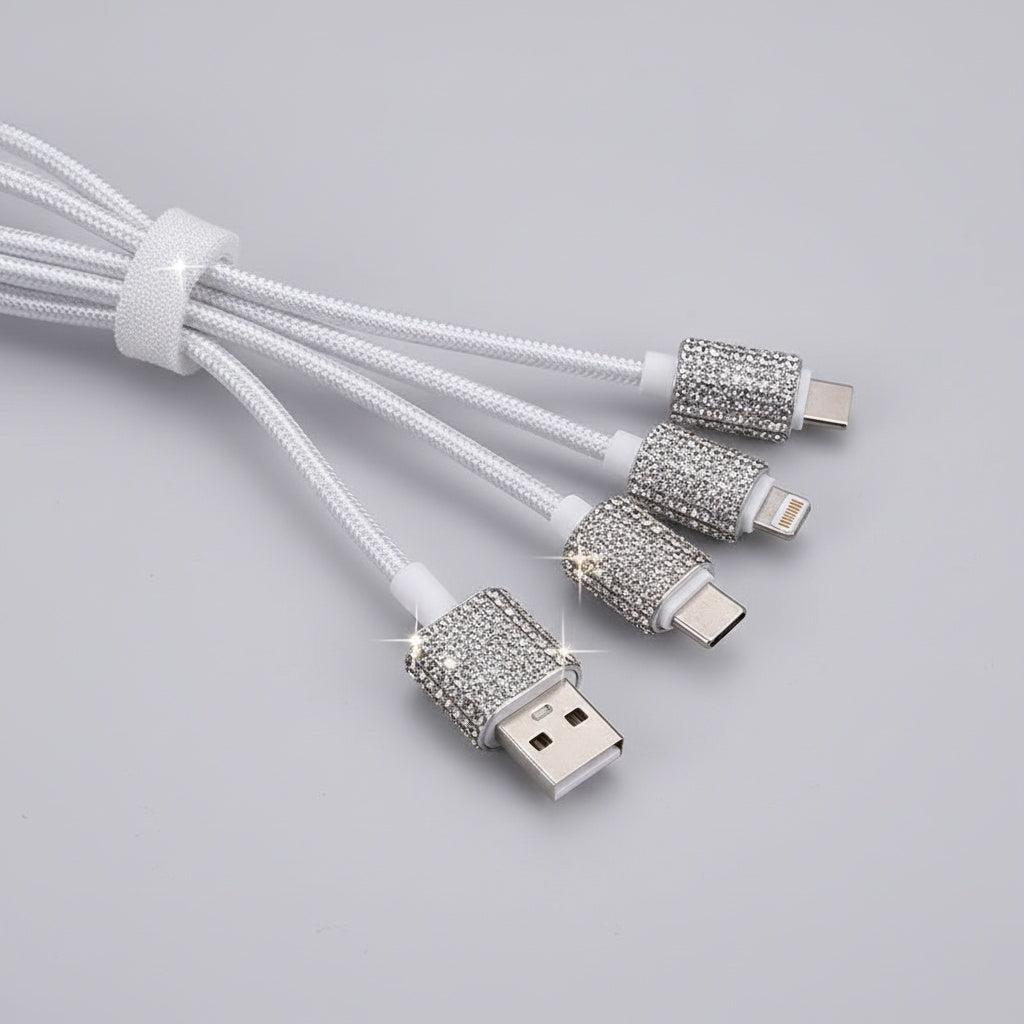 Crystal Rhinestone 3-in-1 Charging Cable