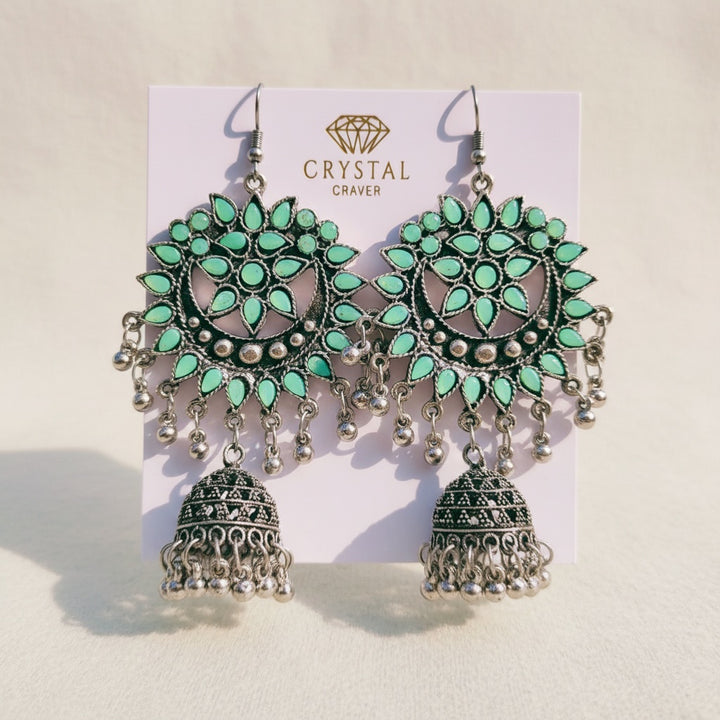 Colorful Oxidised Drop Earrings