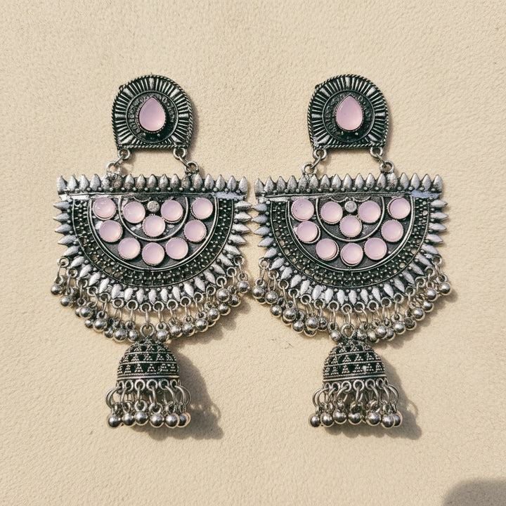 Large Oxidised Pink Earrings