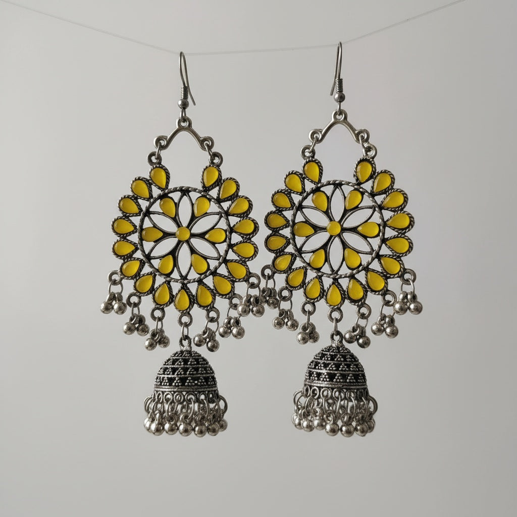 Light Floral Oxidised Earrings