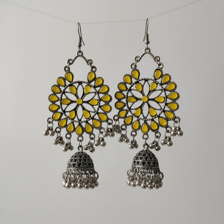 Light Floral Oxidised Earrings