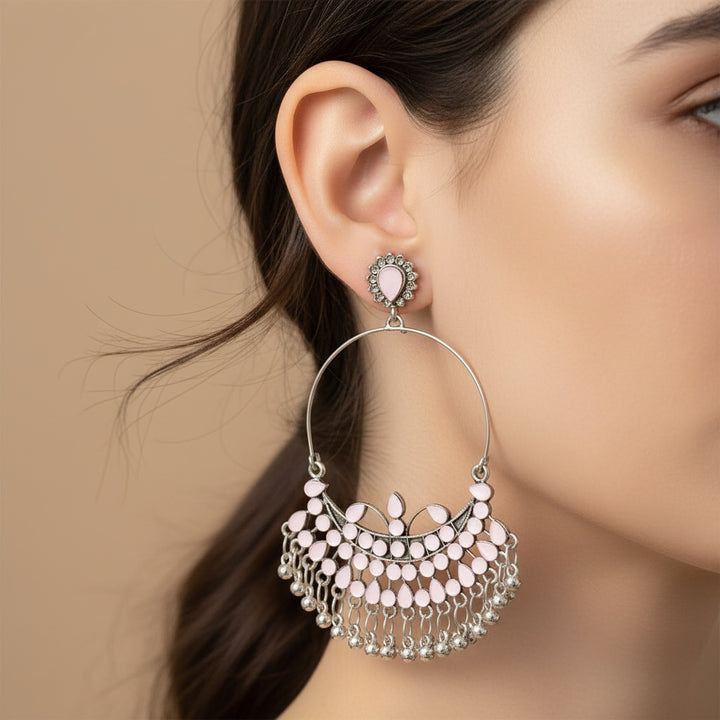 Oxidised Circular Pastel Bead Earring