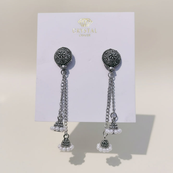 Classic Silver-Toned Minimal Jhumkas