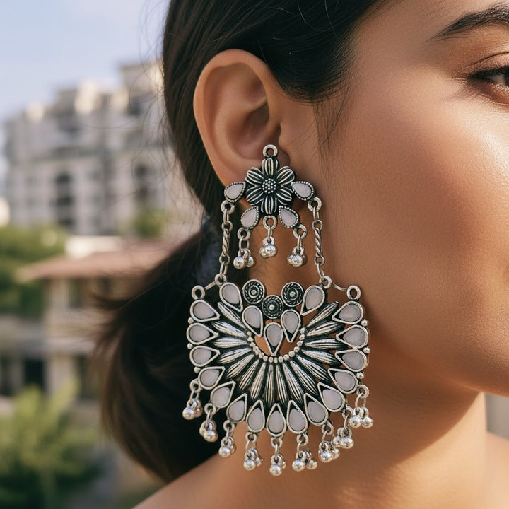 Long German Silver Bohemain Earrings