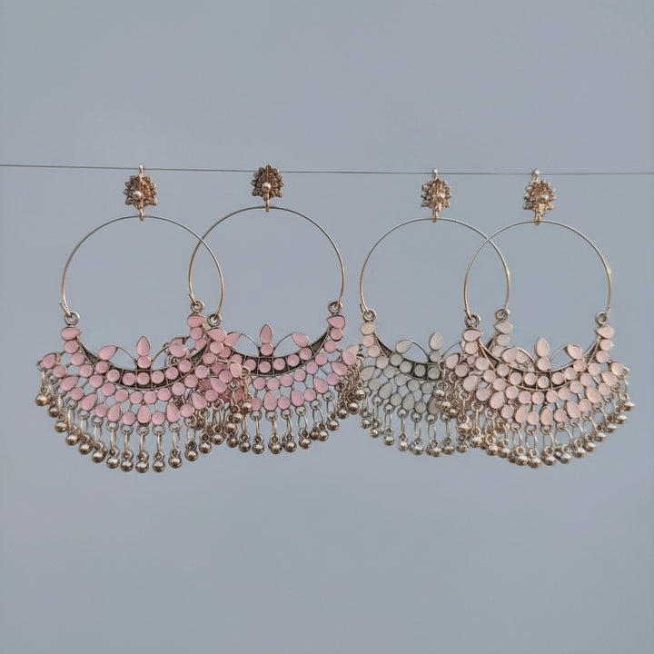 Oxidised Circular Pastel Bead Earring