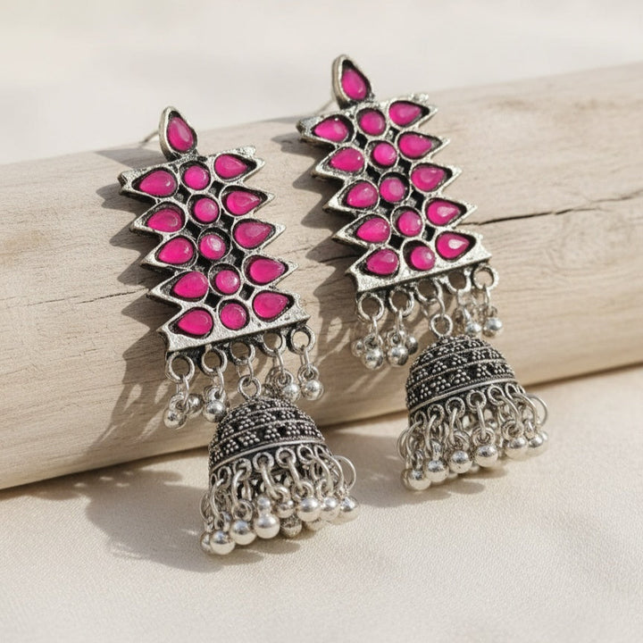 Lotus Glow Meenakari Jhumka Earrings