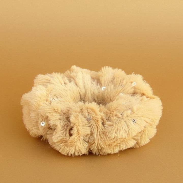 Fluffy Golden Sequin Scrunchie