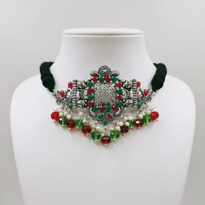 Meenakari Choker Set With Jhumka Earrings