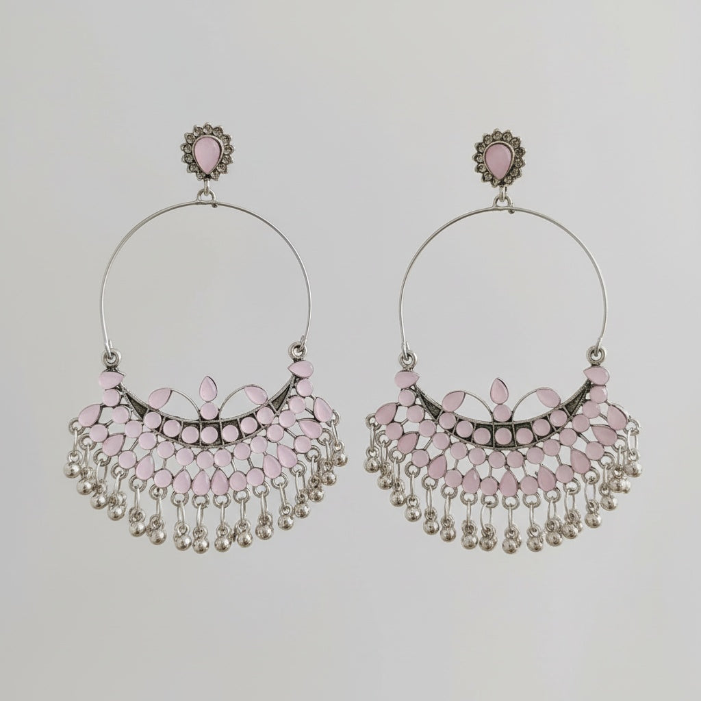 Oxidised Circular Pastel Bead Earring