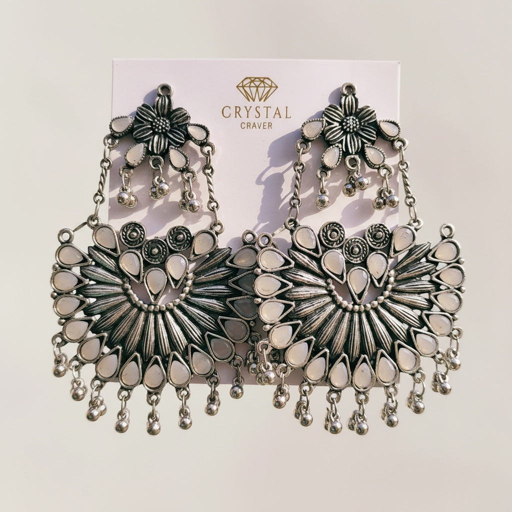 Long German Silver Bohemain Earrings