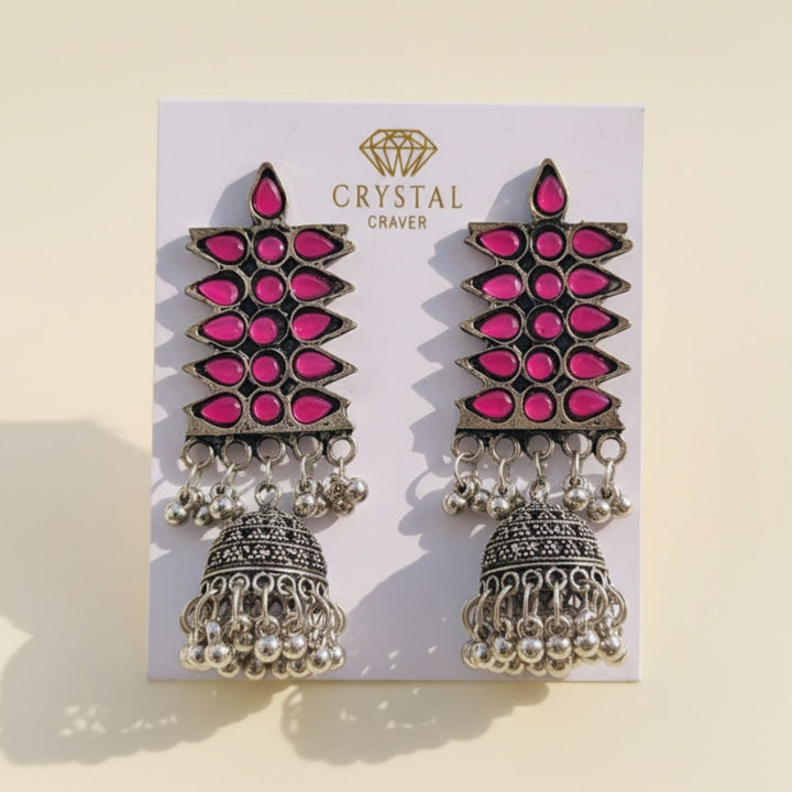 Lotus Glow Meenakari Jhumka Earrings
