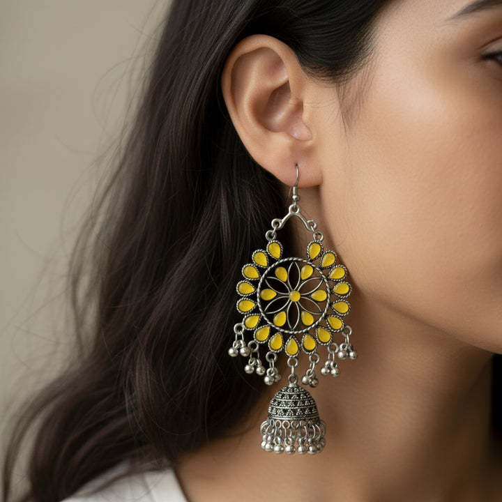 Light Floral Oxidised Earrings
