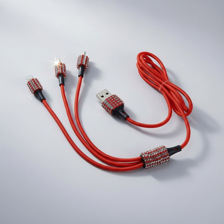 Crystal Rhinestone 3-in-1 Charging Cable