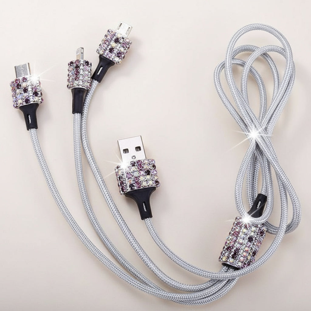 Crystal Rhinestone 3-in-1 Charging Cable