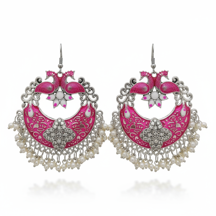 Pink Meenakari Ethnic Drop Earrings