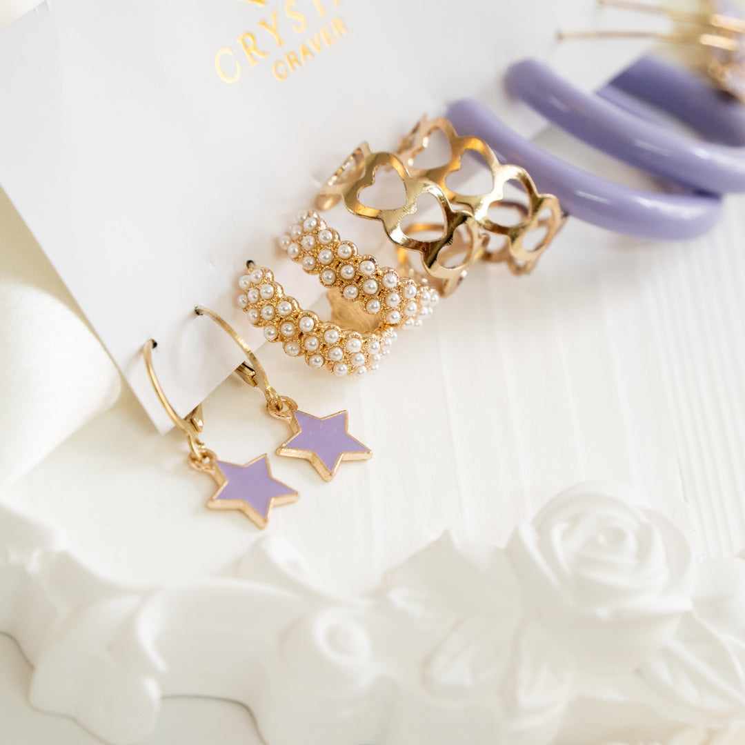 Lilac Love Earring Set Of 5