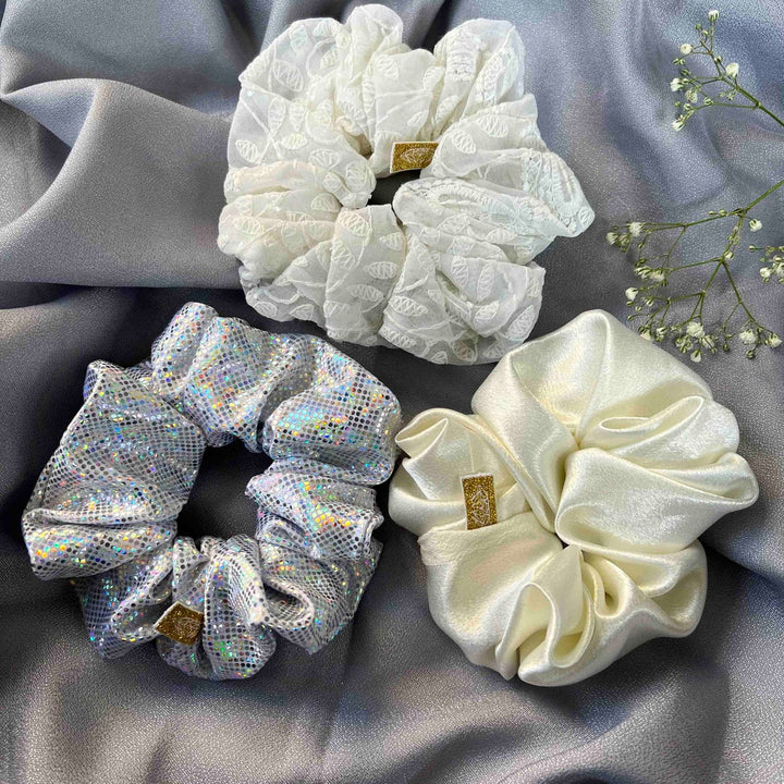 Snow White Holographic Scrunchies Set Of 3