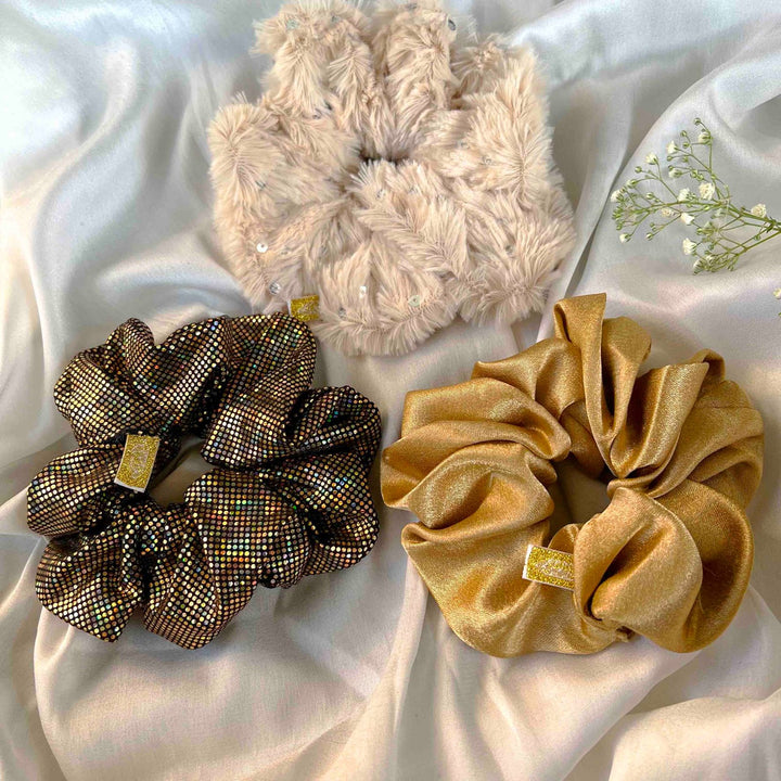 Gold Rush Holographic Scrunchie Set Of 3