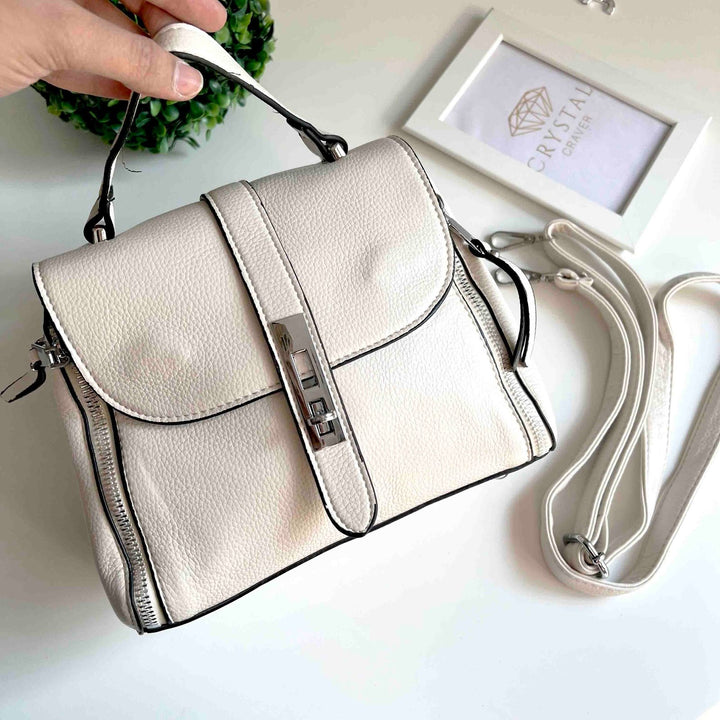 Ivory Zipper Sling Bag