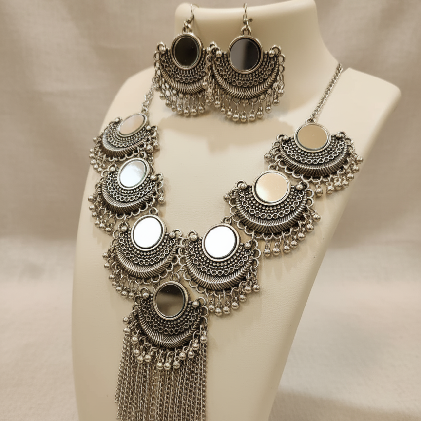 Silver Plated Premium Ghungroo Necklace Set