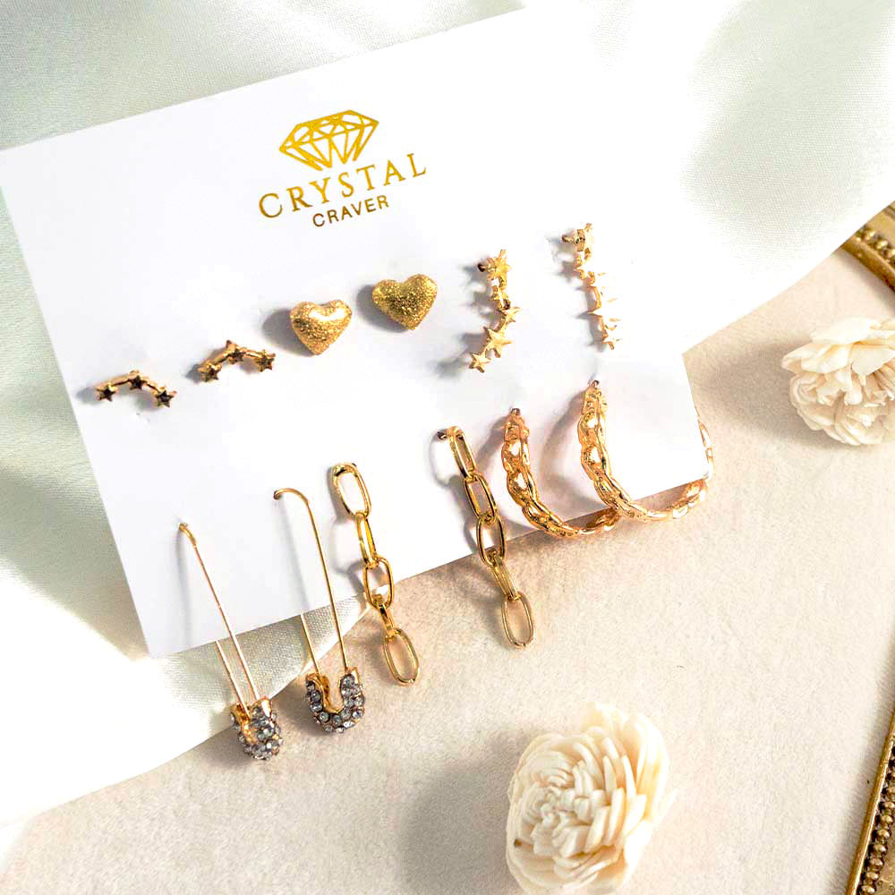 Diamond Pin Earring Set Of 6