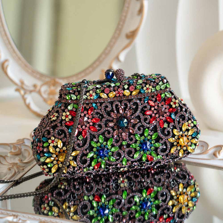 FlowerMaze Crystal Clutch Bag