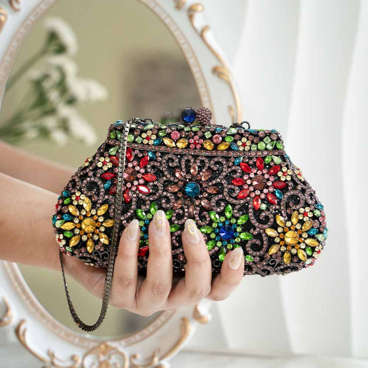 FlowerMaze Crystal Clutch Bag