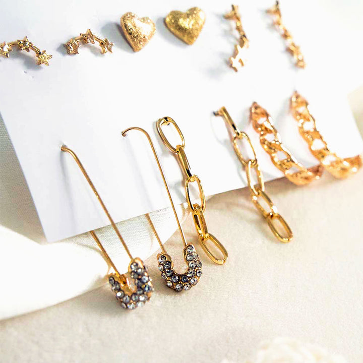 Diamond Pin Earring Set Of 6