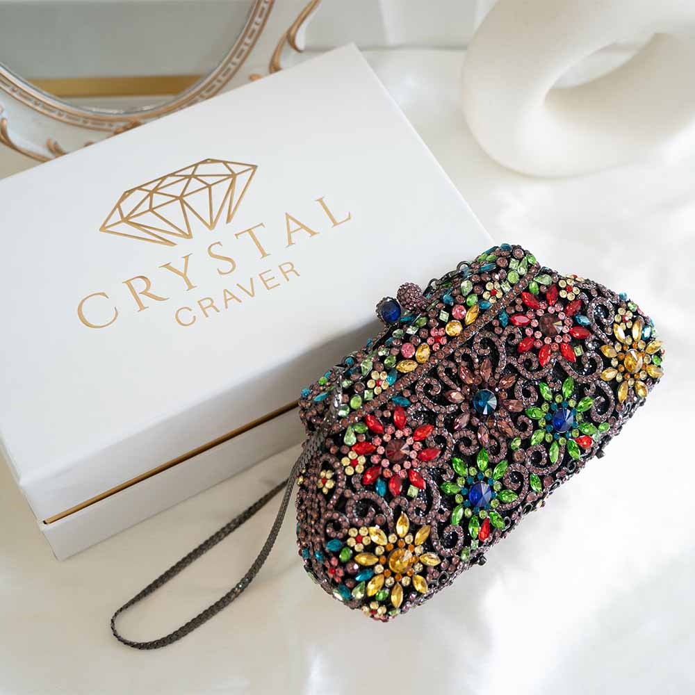 FlowerMaze Crystal Clutch Bag