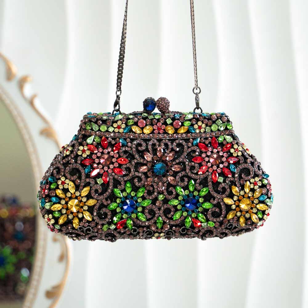 FlowerMaze Crystal Clutch Bag