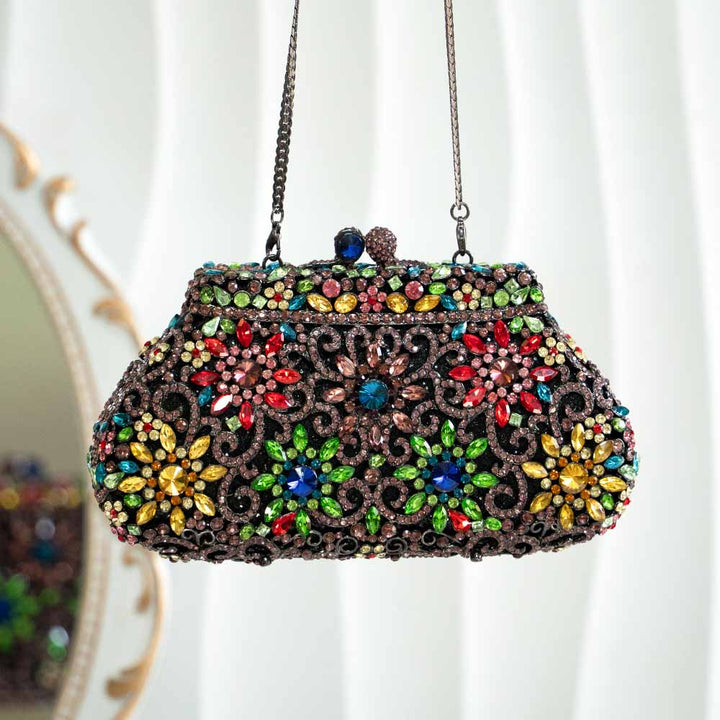 FlowerMaze Crystal Clutch Bag