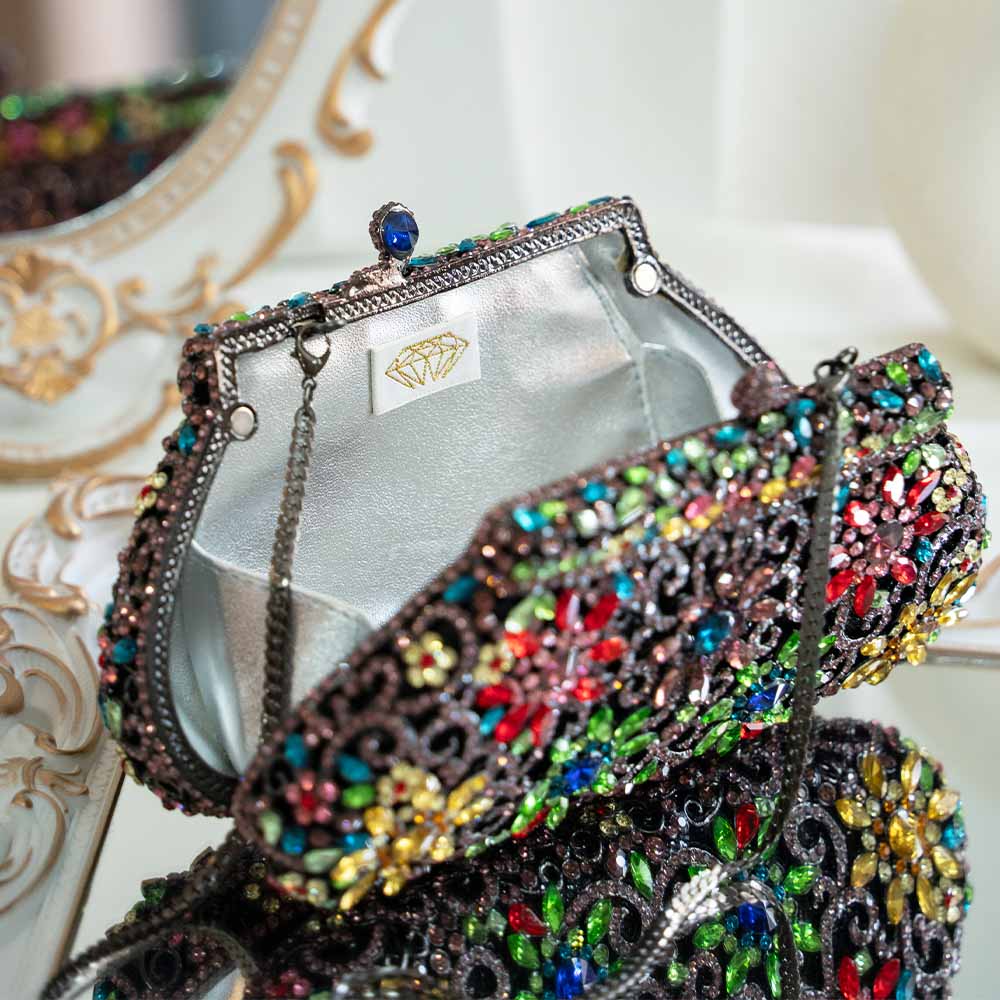 FlowerMaze Crystal Clutch Bag