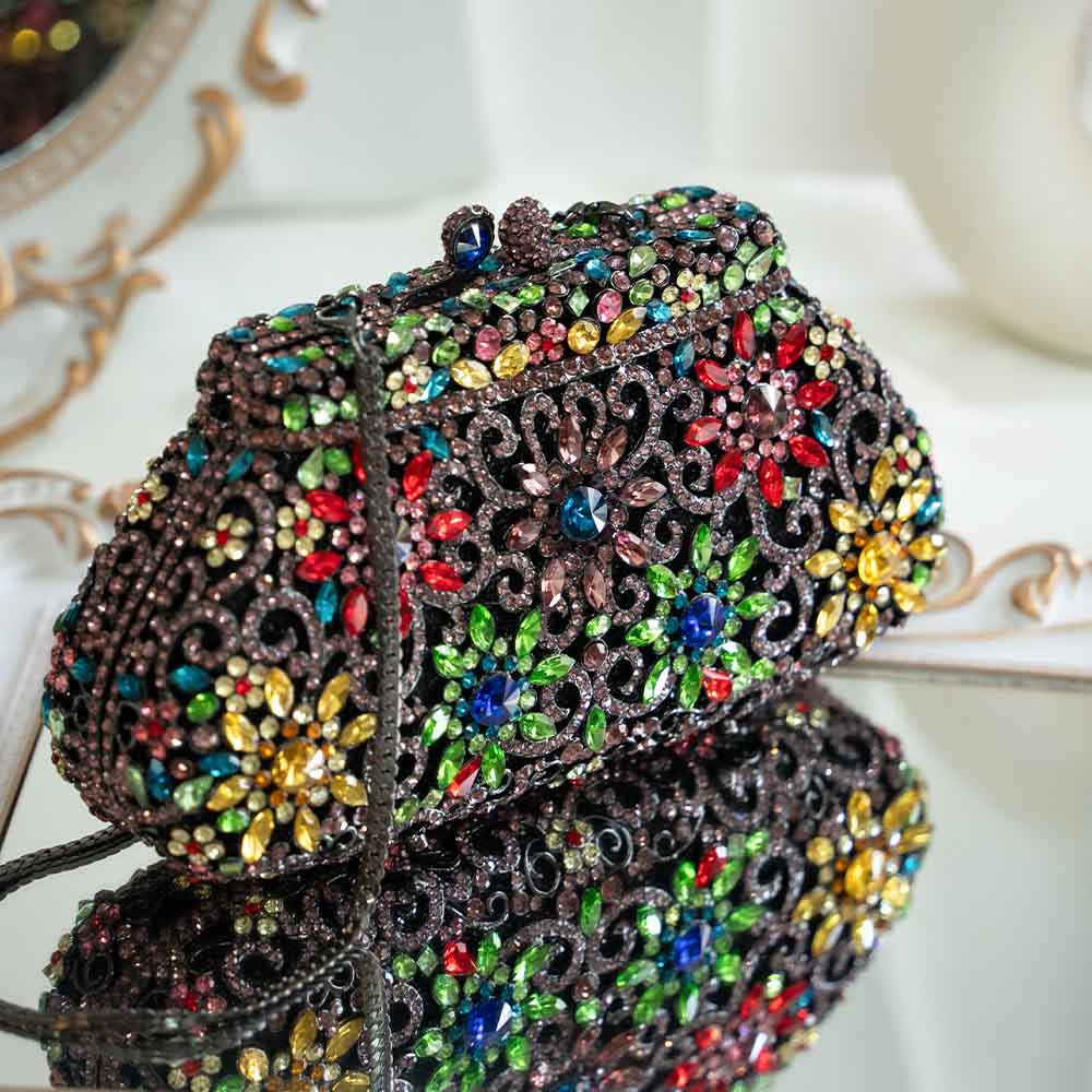 FlowerMaze Crystal Clutch Bag