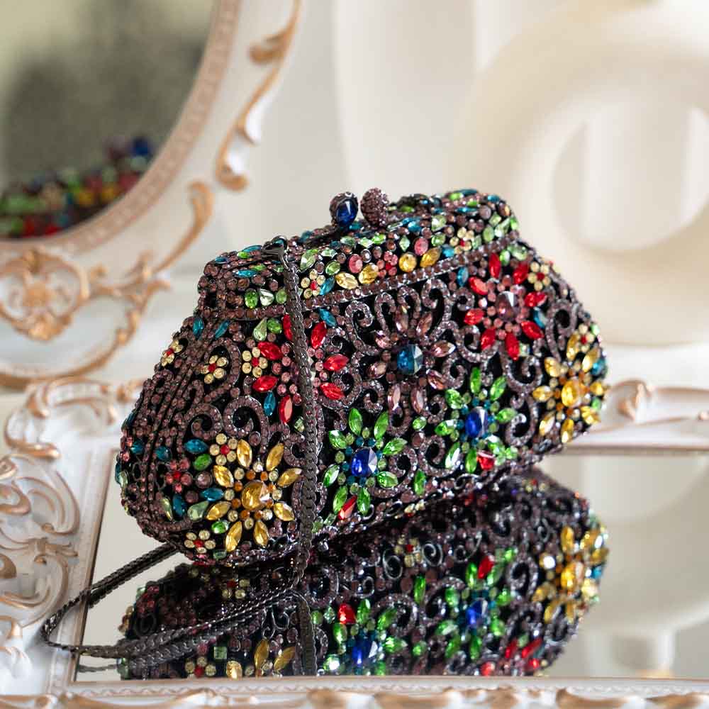 FlowerMaze Crystal Clutch Bag