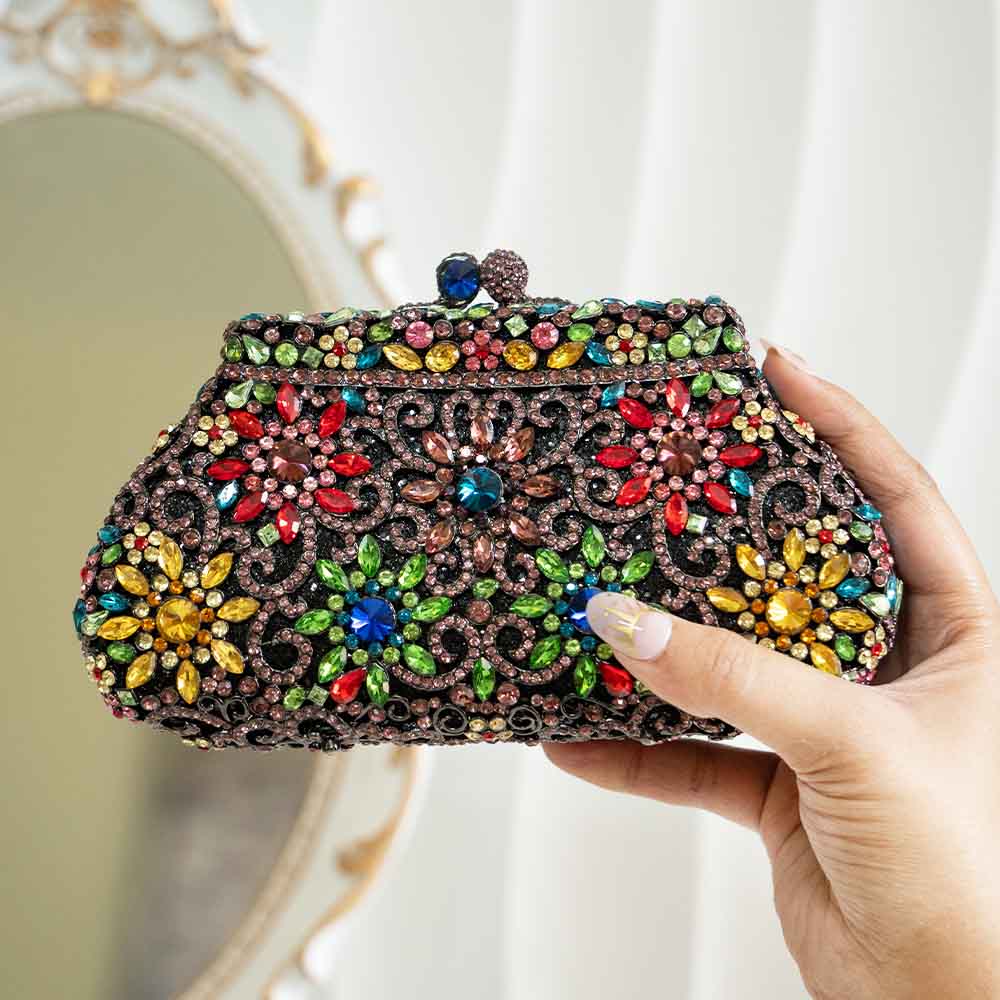 FlowerMaze Crystal Clutch Bag