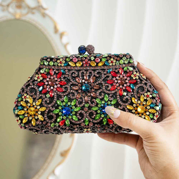 FlowerMaze Crystal Clutch Bag