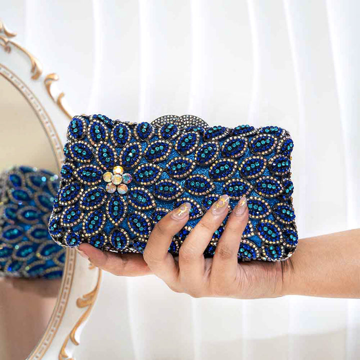 Azure Haze Crystal Clutch Bag