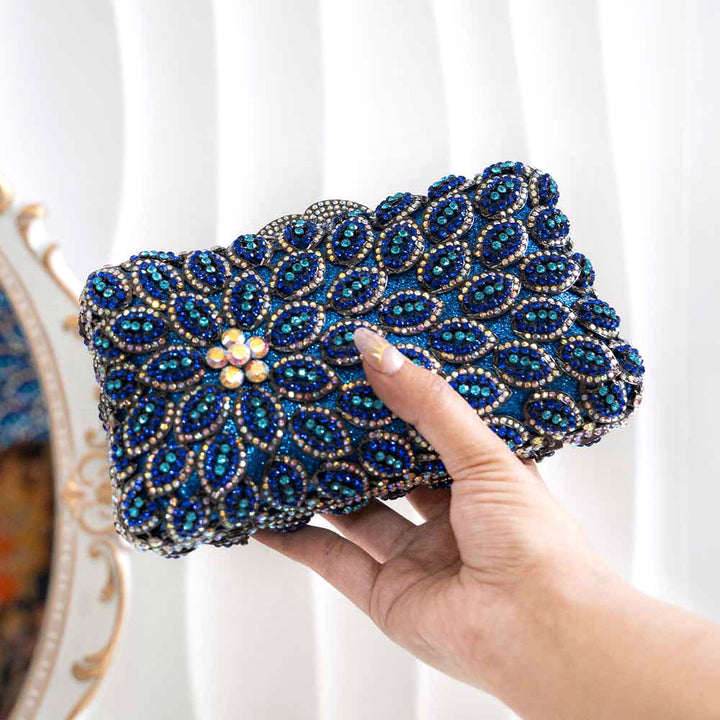Azure Haze Crystal Clutch Bag