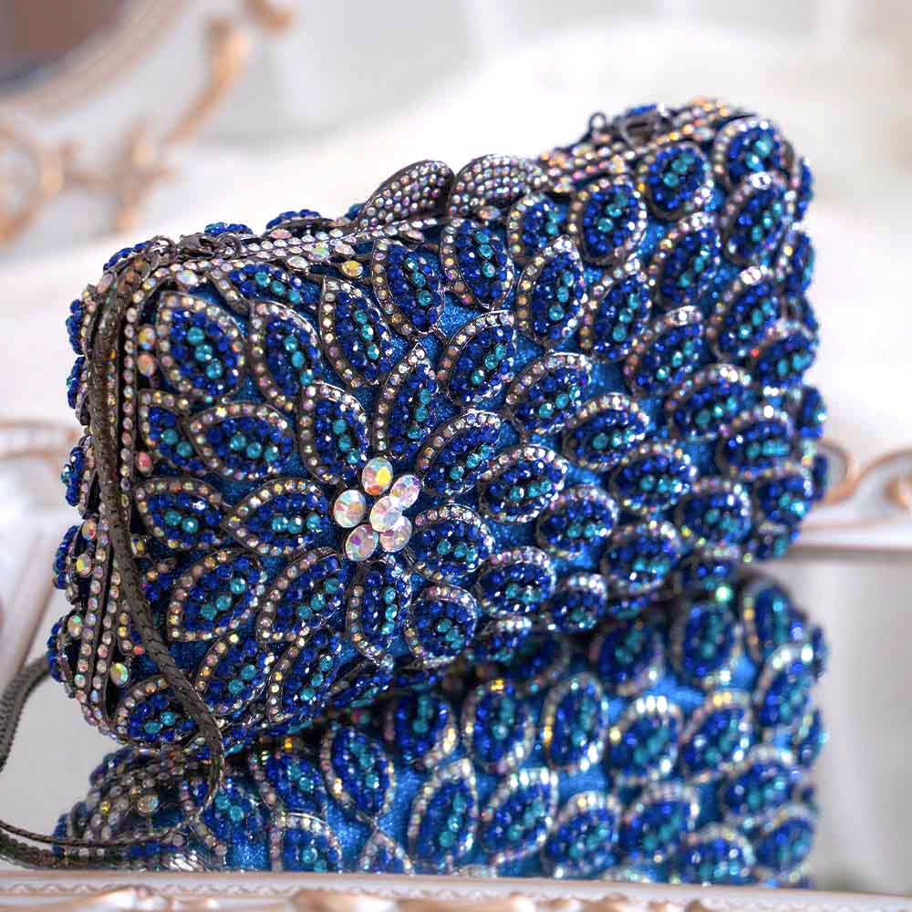 Azure Haze Crystal Clutch Bag