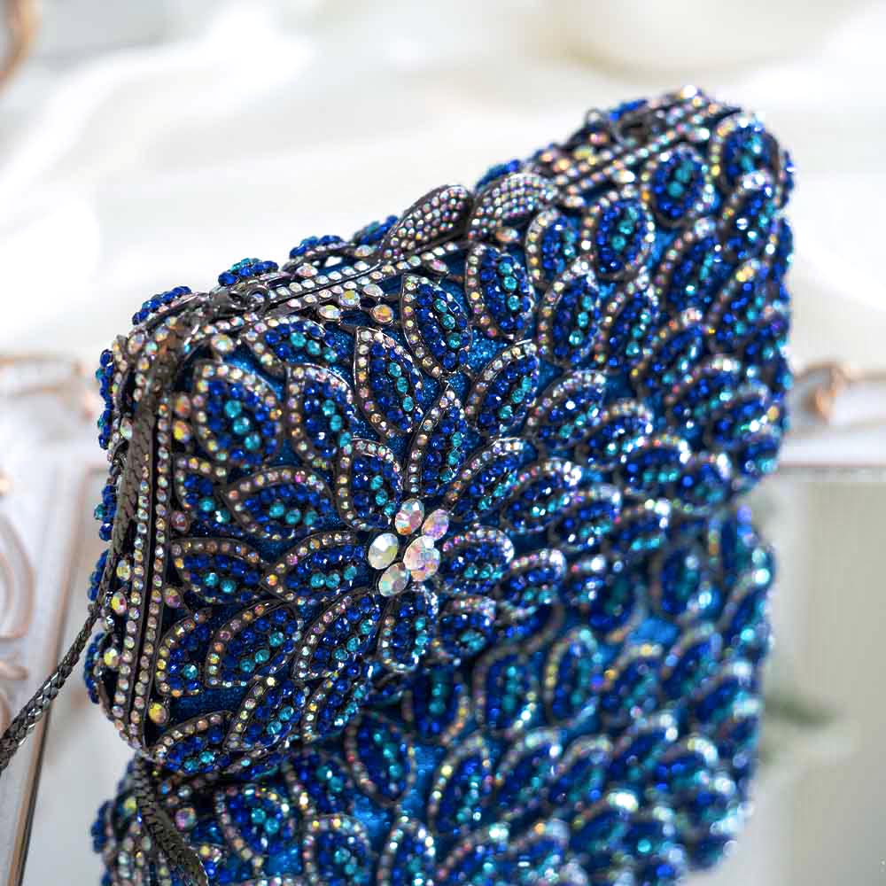 Azure Haze Crystal Clutch Bag