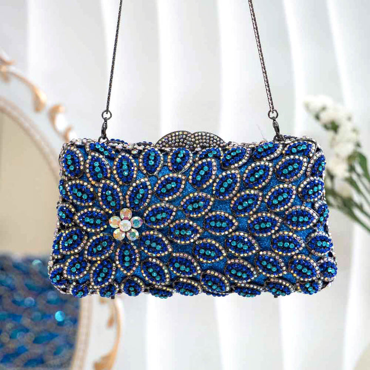 Azure Haze Crystal Clutch Bag