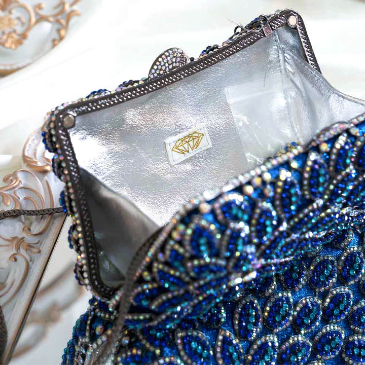 Azure Haze Crystal Clutch Bag
