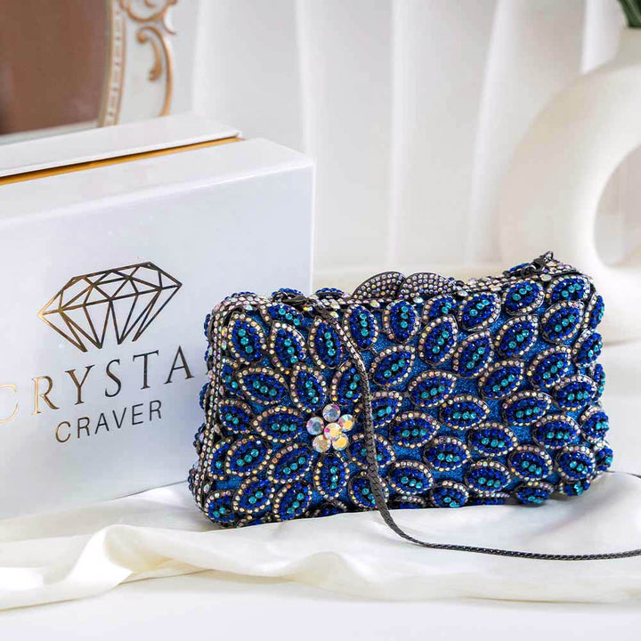 Azure Haze Crystal Clutch Bag