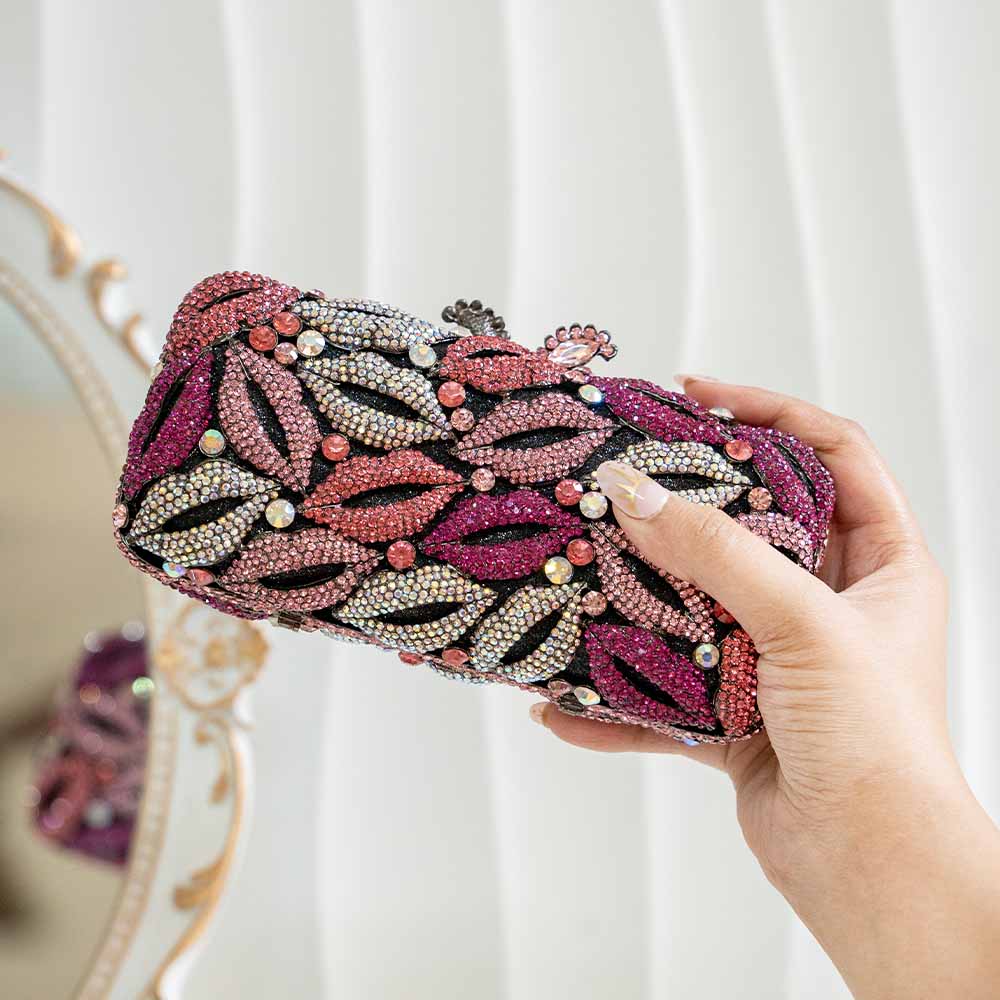 Luscious Lip Crystal Clutch Bag