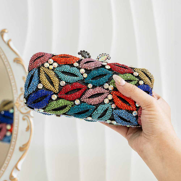 Luscious Lip Crystal Clutch Bag