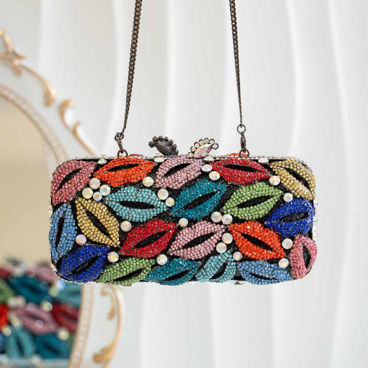 Luscious Lip Crystal Clutch Bag