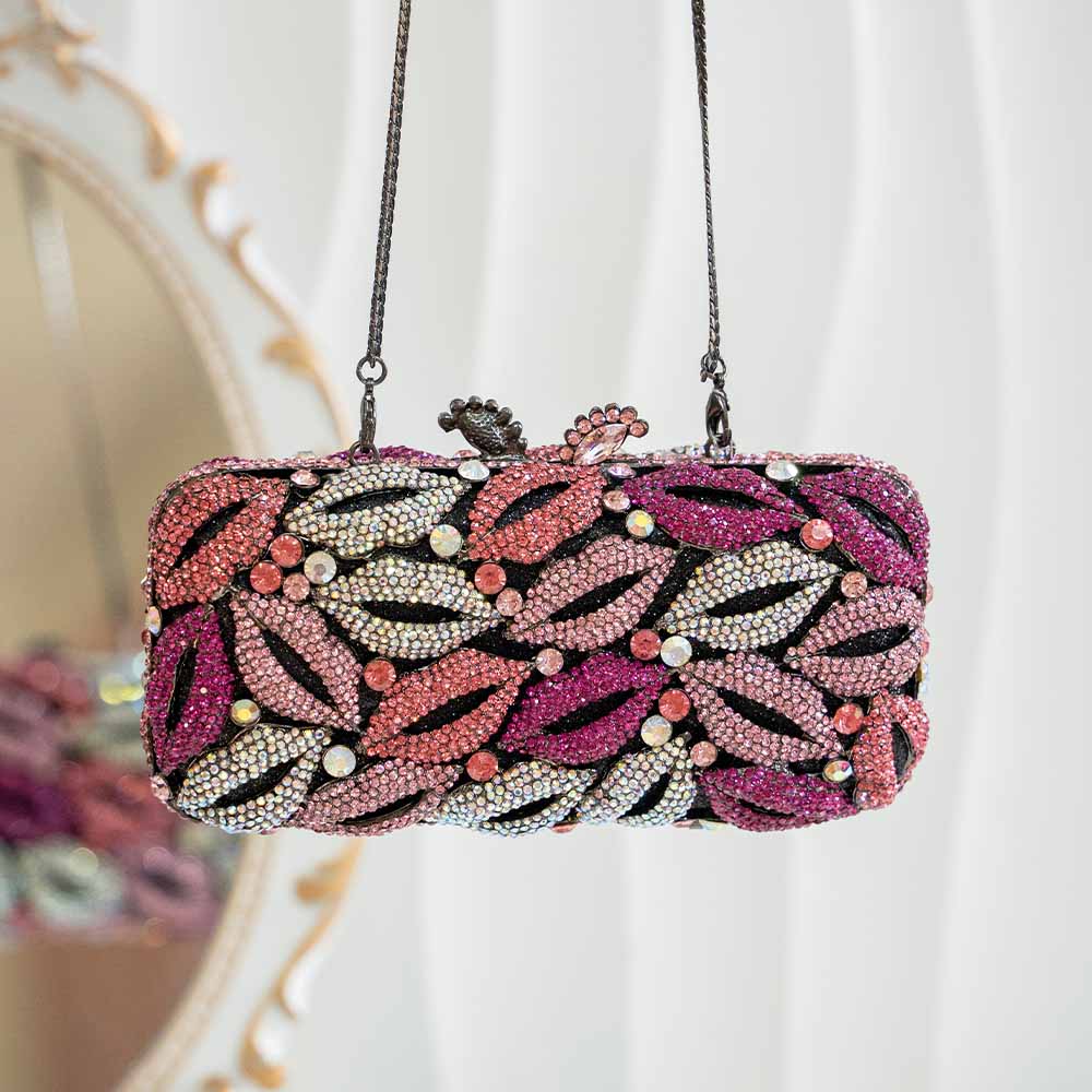 Luscious Lip Crystal Clutch Bag